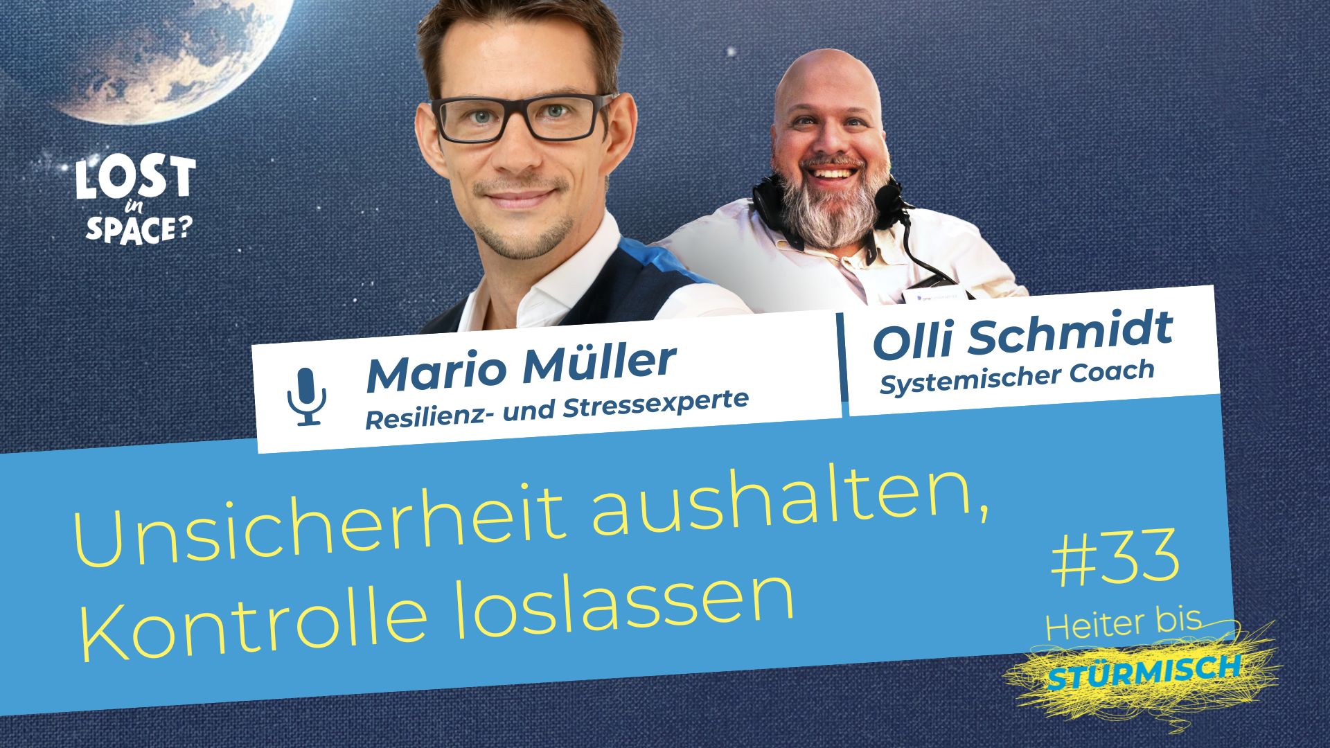 Grafik mit Podcast-Host Olli Schmidt und Resilienzexperte Mario Müller