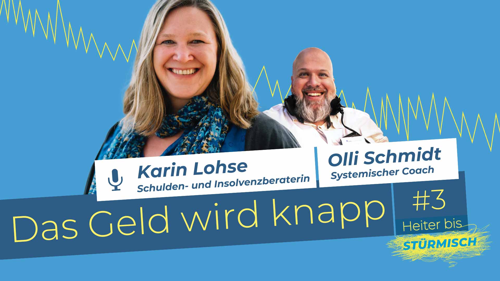 Podcast-Grafik der Folge 3 mit den Personen Olli Schmidt und Karin Lohse